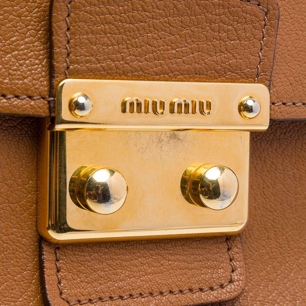 Miu Miu Goatskin Madras Flap Satchel Brown Leather Very good - Box View