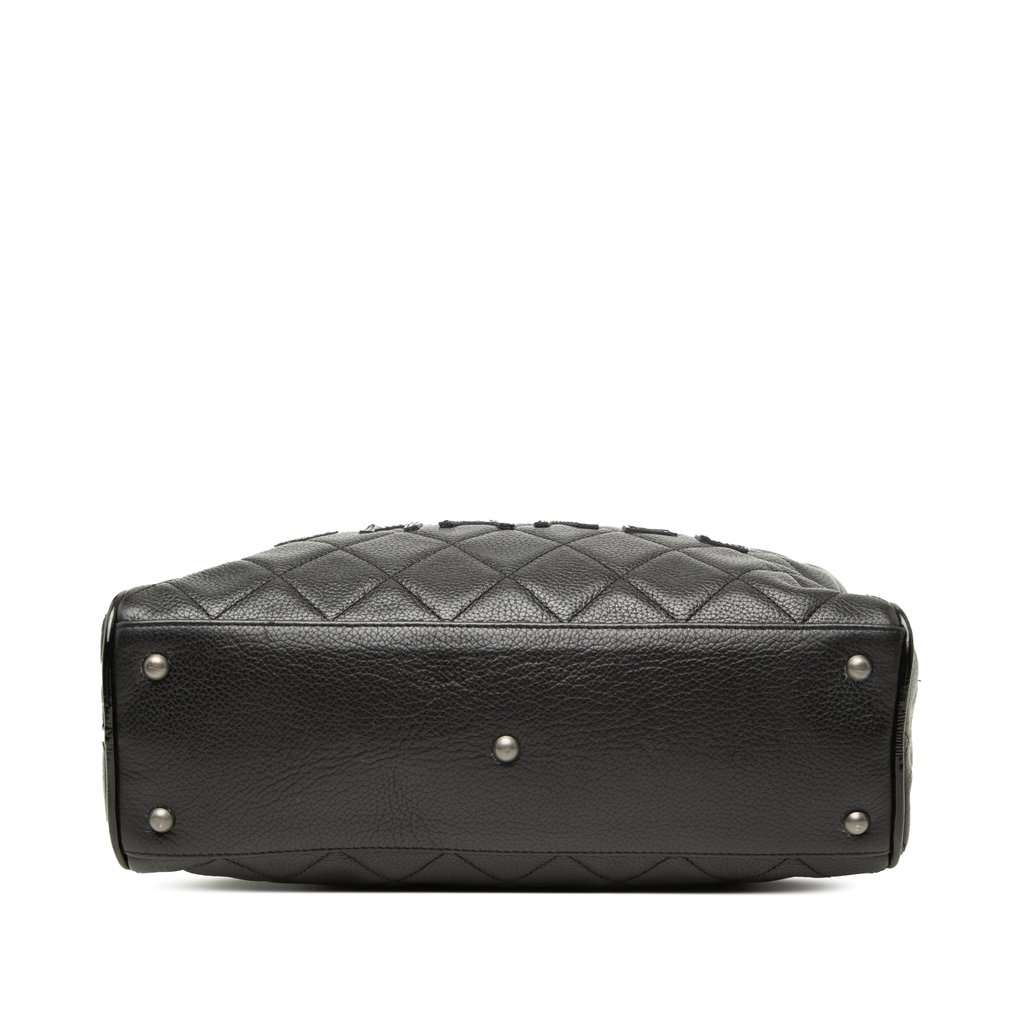 Chanel Quilted Caviar Bowler Handbag Black Leather Very good - Inside View