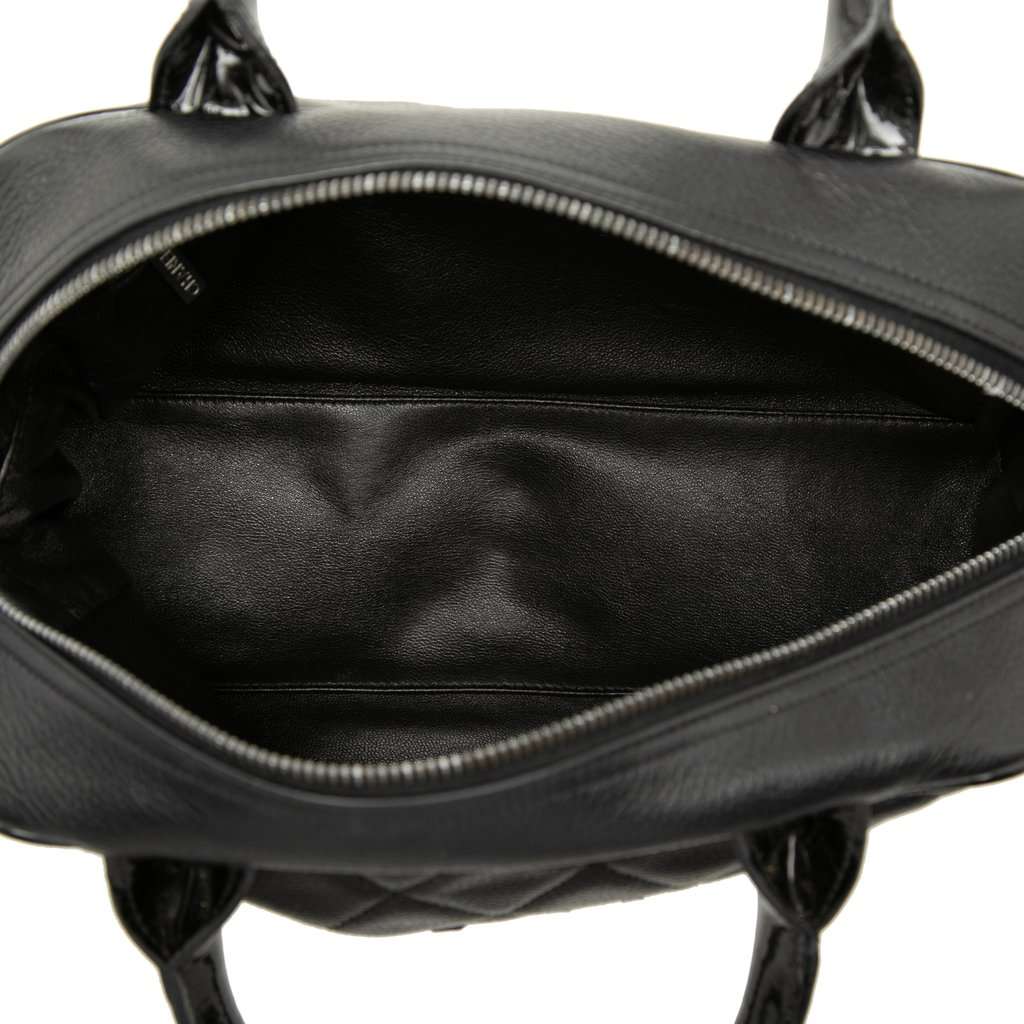 Chanel Quilted Caviar Bowler Handbag Black Leather Very good - Model View