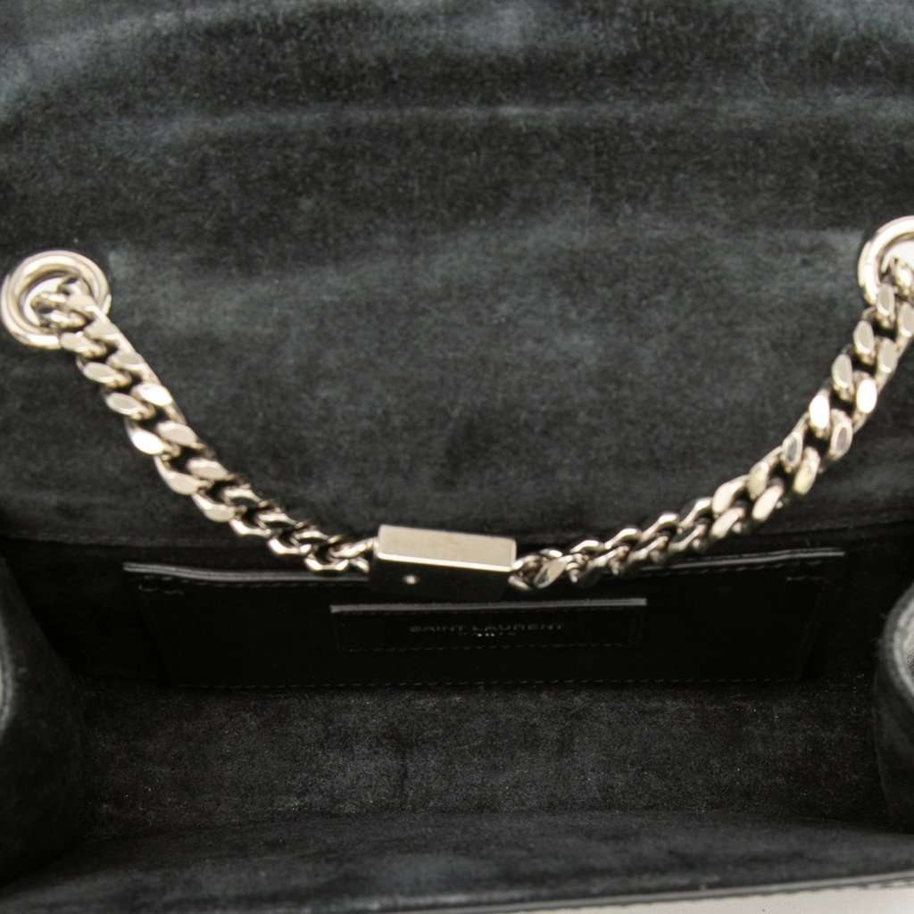 Saint Laurent Small Croc Embossed Leather Monogram Kate Tassel Crossbody Black Leather Very good condition - Model View