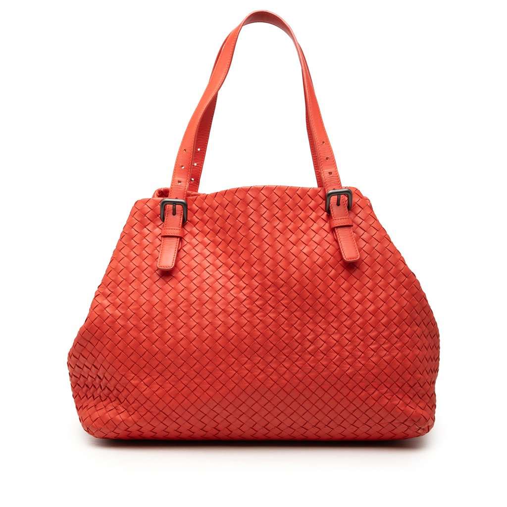 Bottega Veneta Large Nappa Intrecciato Cesta Tote Orange Leather Very good - Front View