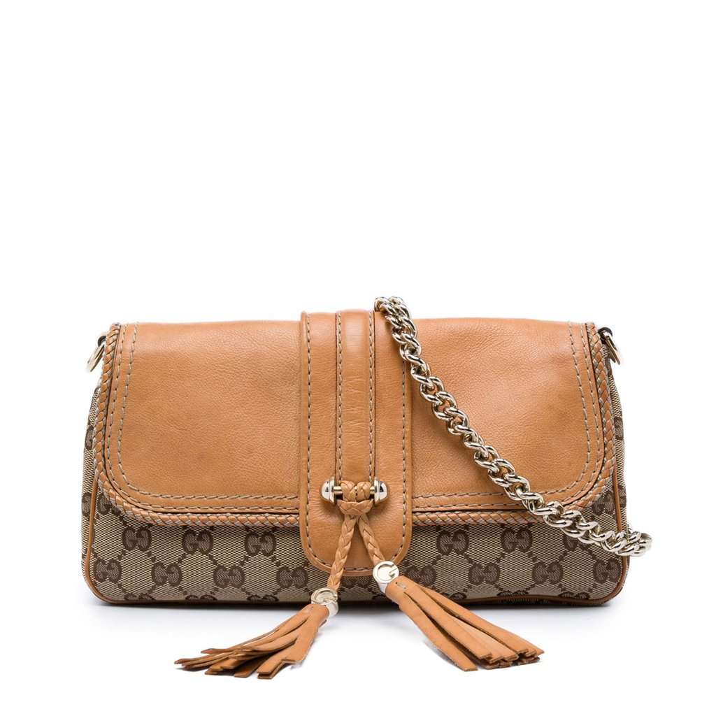 Gucci GG Canvas Marrakech Shoulder Bag Beige Very good - Front View