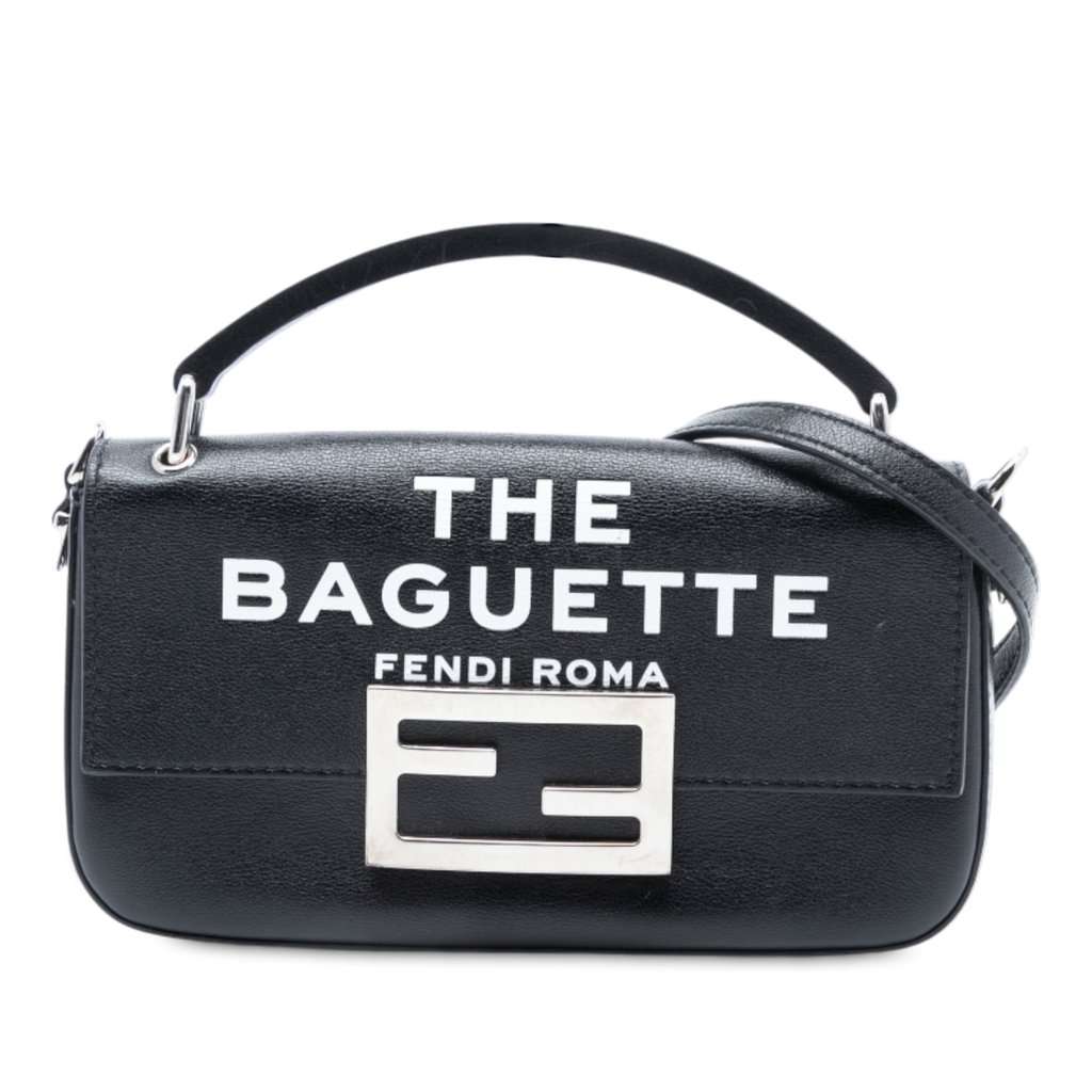 Fendi Marc Jacobs Calfskin Baguette Phone Pouch Satchel Black Leather Very good condition - Front View