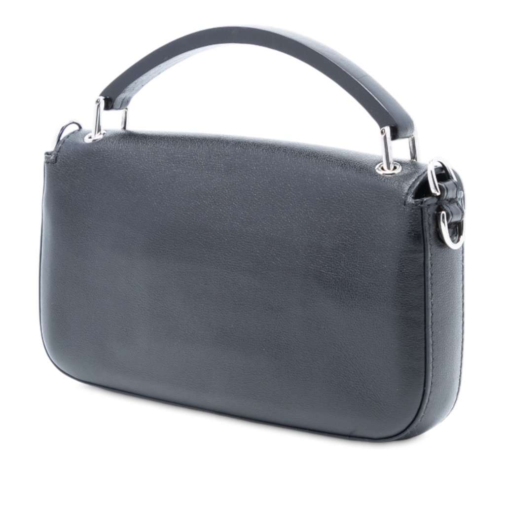 Fendi Marc Jacobs Calfskin Baguette Phone Pouch Satchel Black Leather Very good condition - Back View