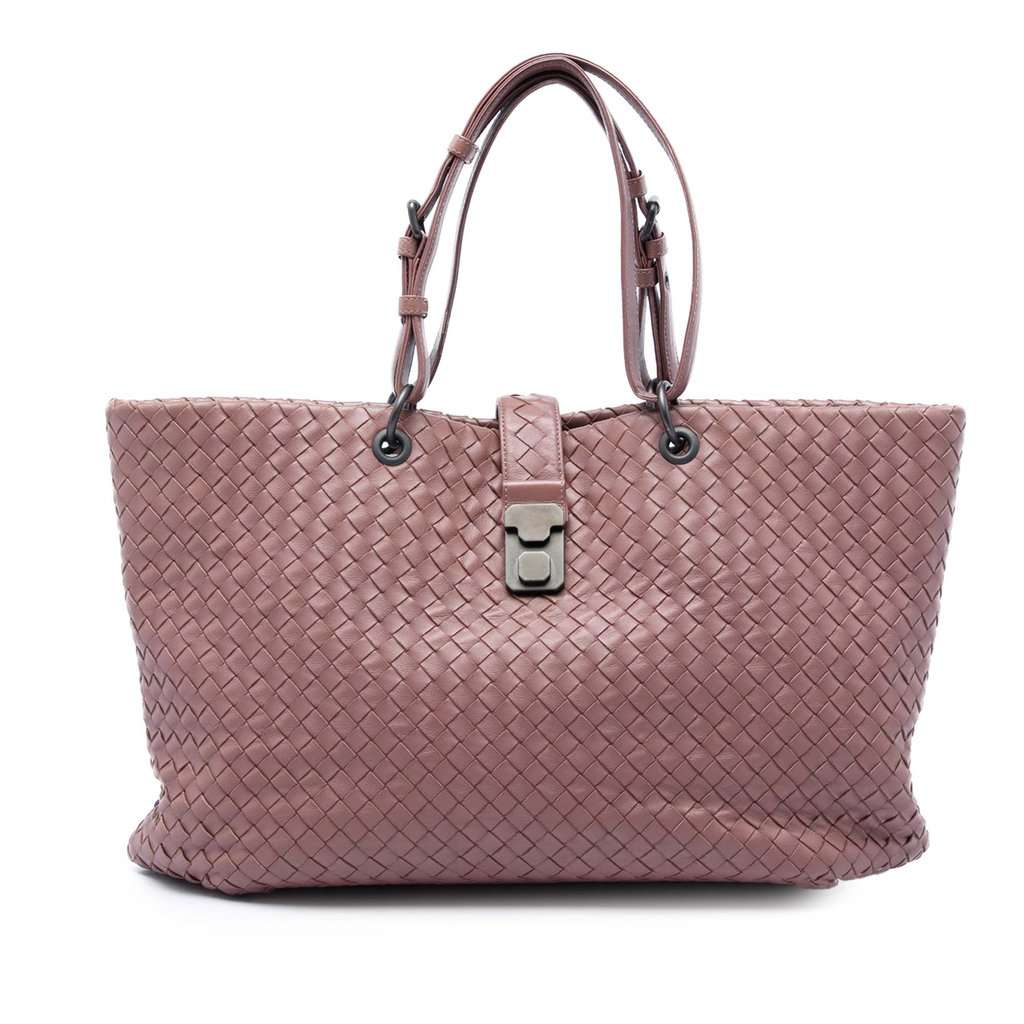 Bottega Veneta Medium Nappa Intrecciato Capri Tote Pink Leather Very good - Front View