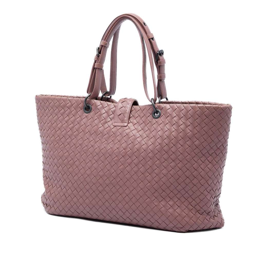 Bottega Veneta Medium Nappa Intrecciato Capri Tote Pink Leather Very good - Back View
