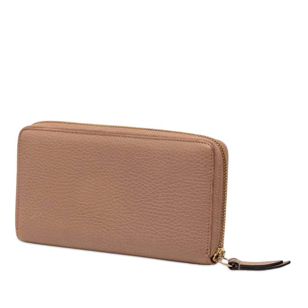 Gucci GG Marmont Calfskin Zip Around Wallet Beige Leather Very good condition - Back View