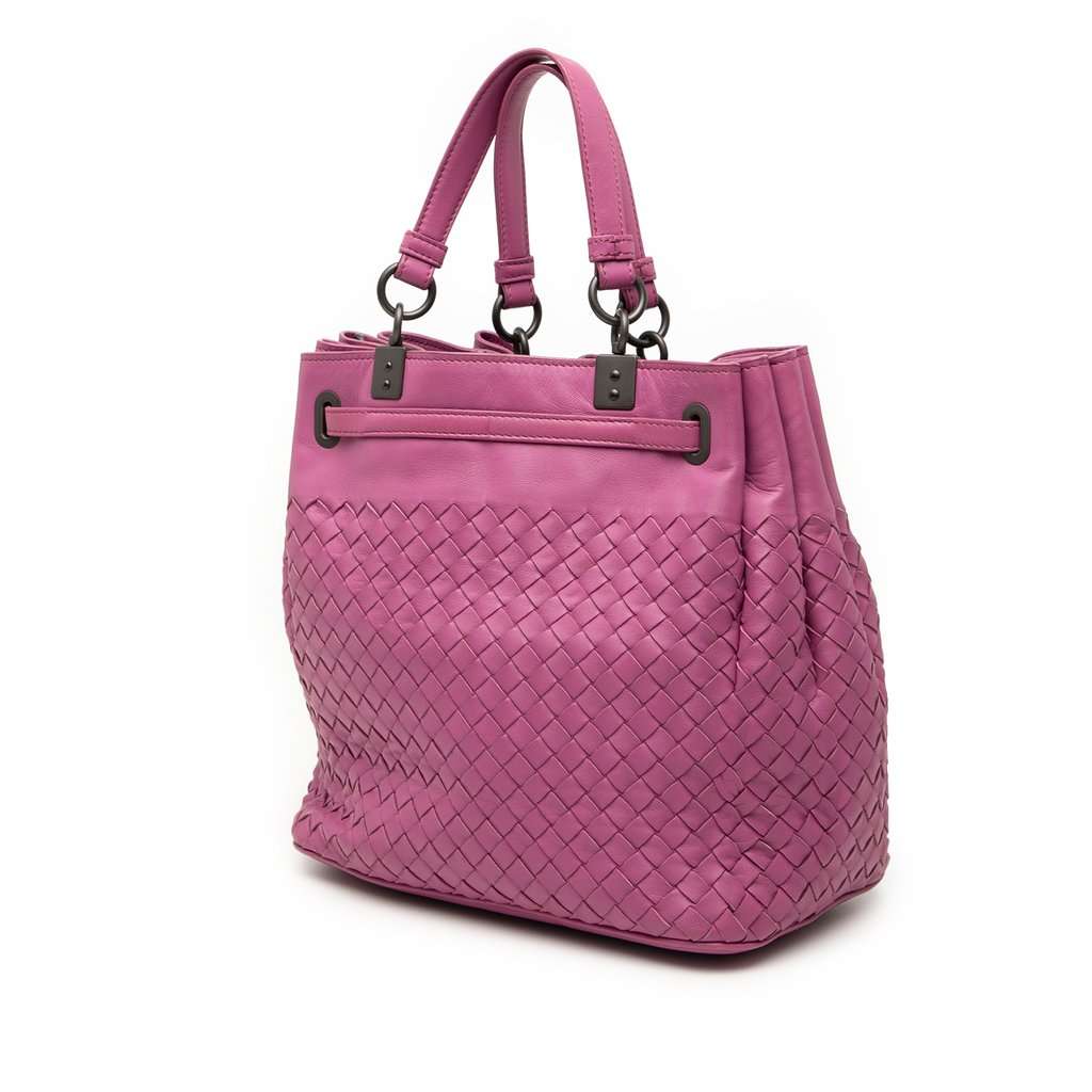 Bottega Veneta Nappa Intrecciato Bucket Bag Pink Leather Very good condition - Back View