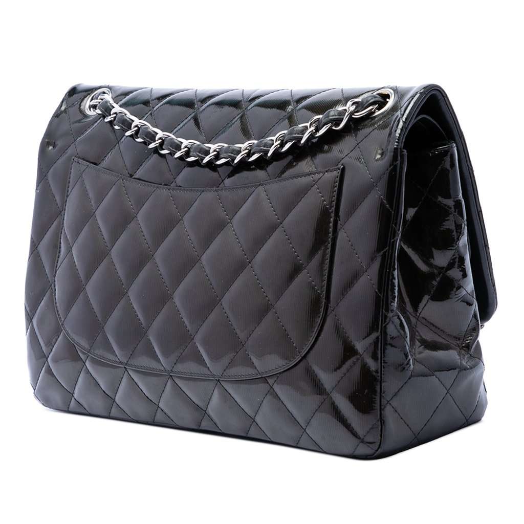 Chanel Jumbo Classic Patent Double Flap Black Leather Very good condition - Back View
