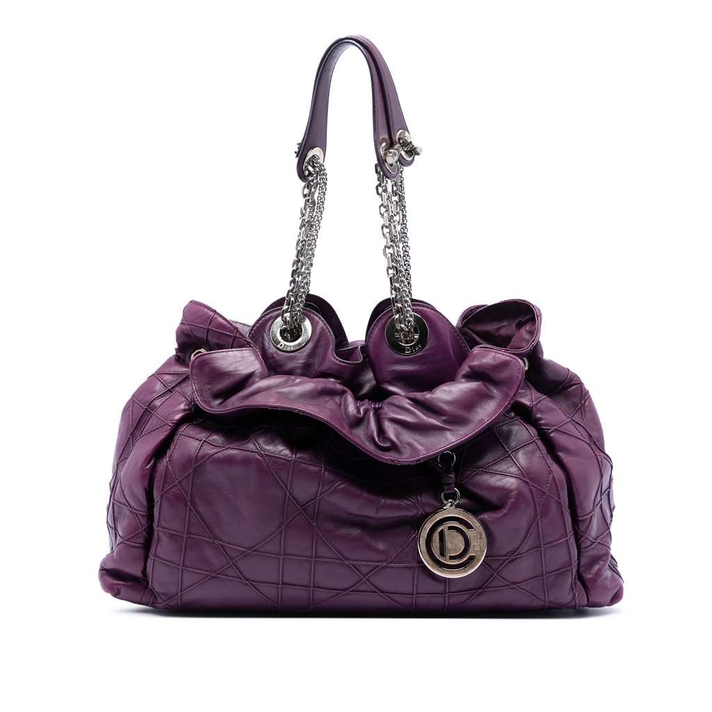 Dior Leather Cannage Le Trente Tote Purple Leather Very good condition - Front View