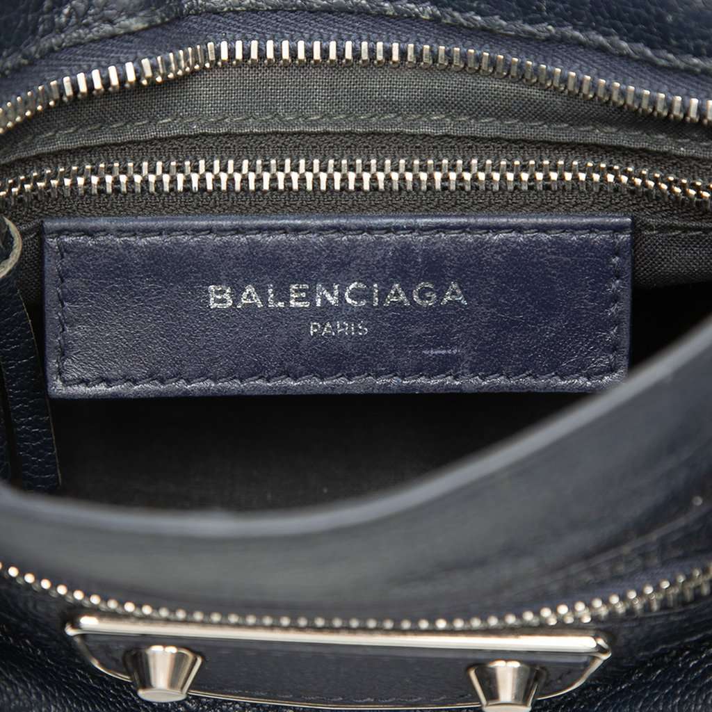 Balenciaga Mini Goatskin Motocross Classic Metallic Edge City Satchel Blue Leather Very good - Box View