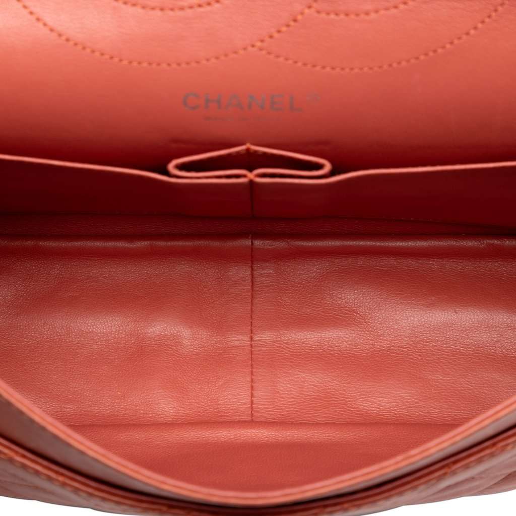 Chanel Quilted Lambskin Reissue 2.55 Double Flap 227 Orange Leather Very good condition - Model View