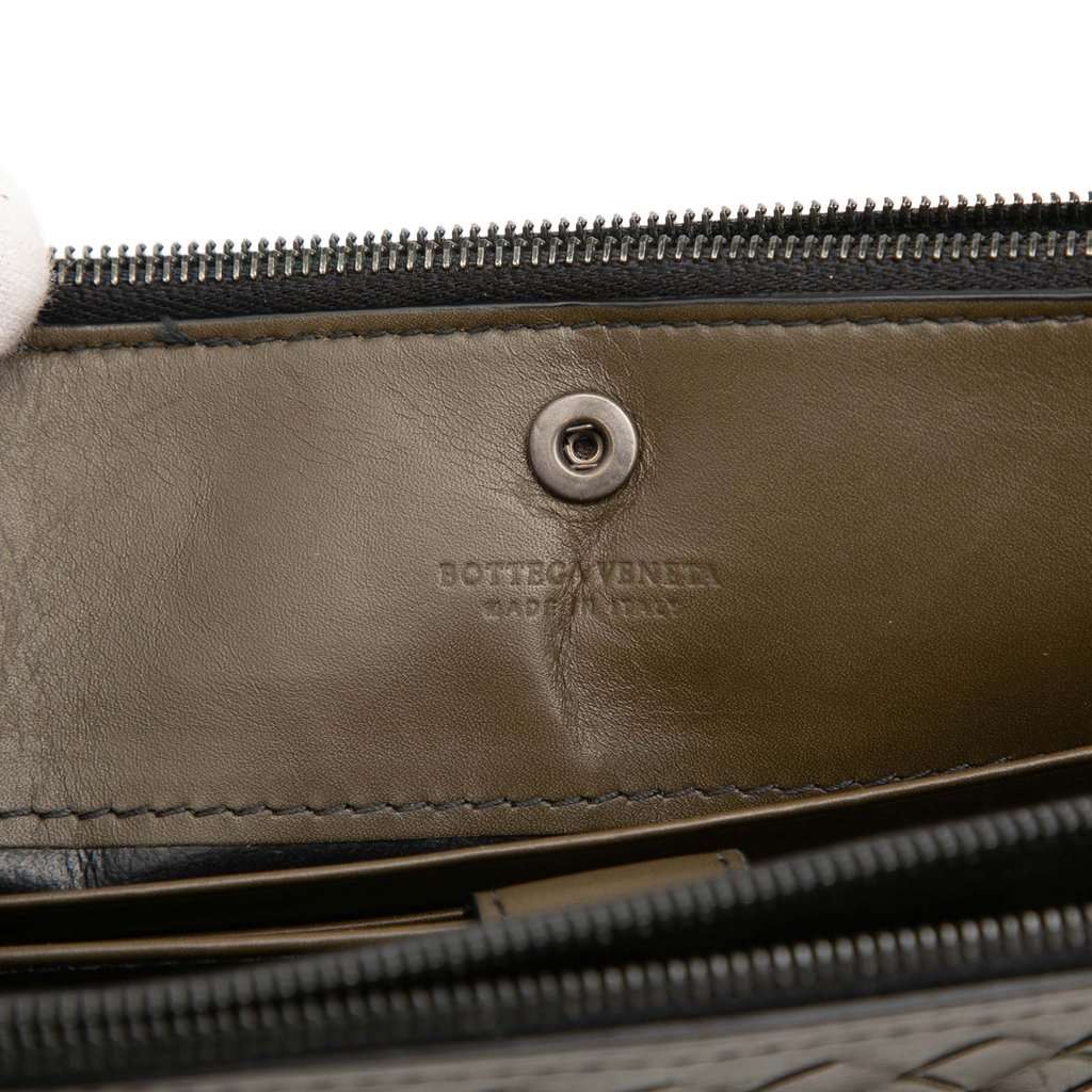 Bottega Veneta Nappa Intrecciato Double Zip Wristlet Clutch Brown Leather Very good condition - Box View