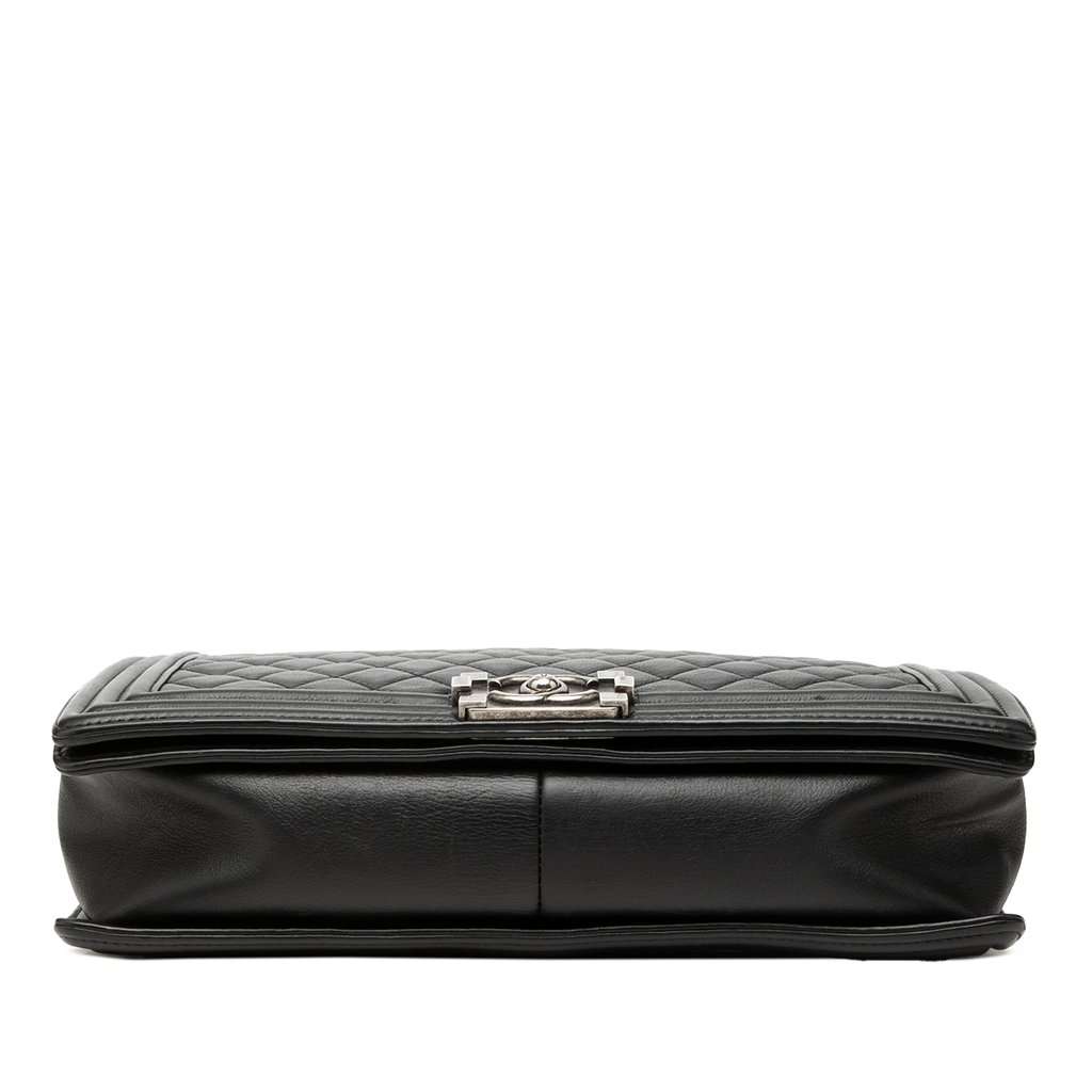 Chanel Large Quilted Lambskin Boy Flap Black Leather Very good - Inside View