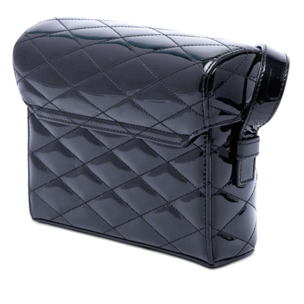 Saint Laurent Quilted Patent Monogram June Box Crossbody Black Leather Very good - Back View