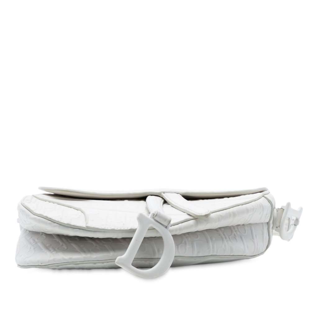 Dior Oblique Embossed Calfskin Saddle Bag White Leather Very good condition - Inside View