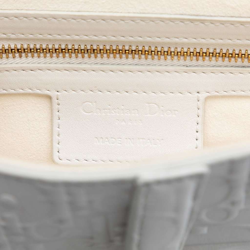 Dior Oblique Embossed Calfskin Saddle Bag White Leather Very good condition - Model View
