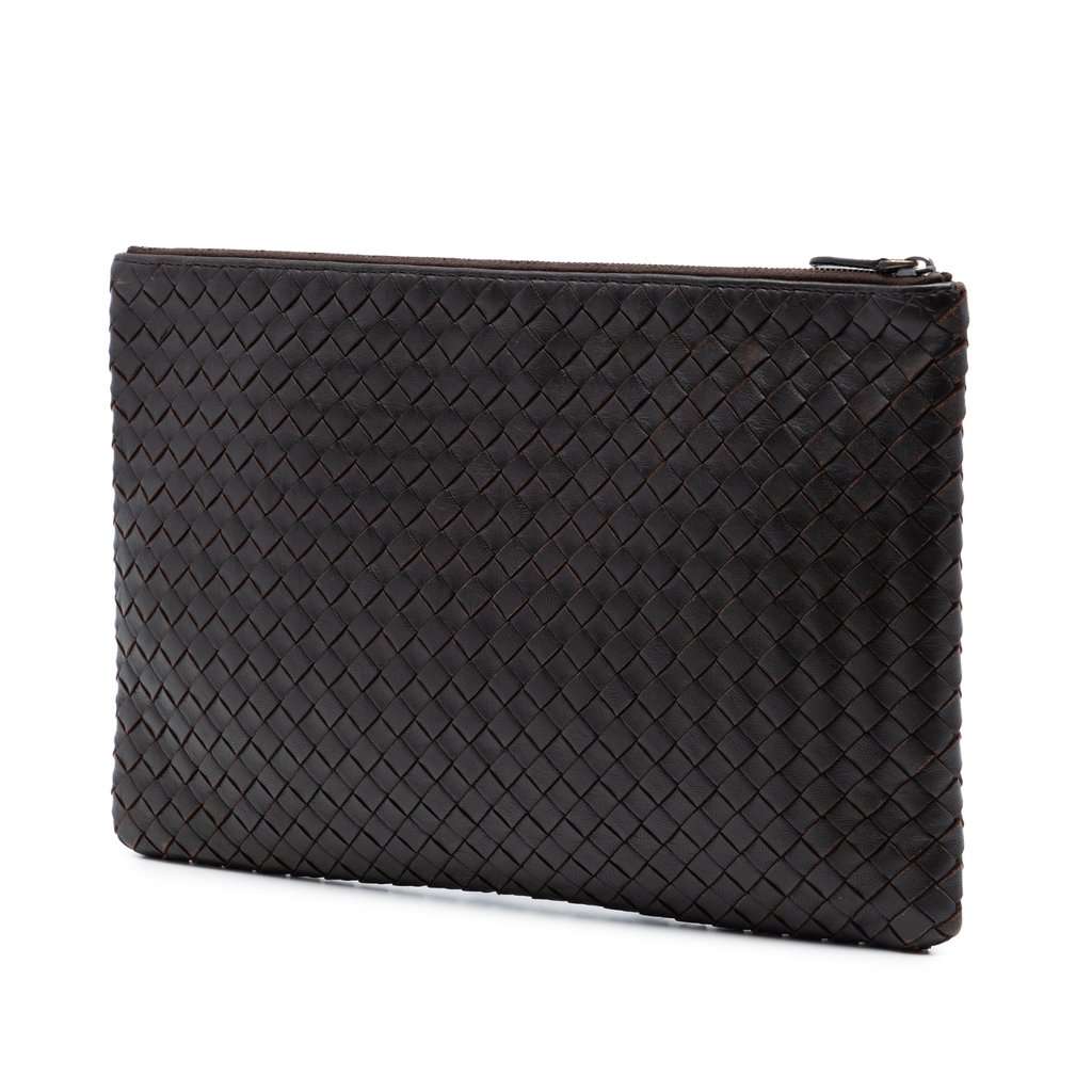Bottega Veneta Nappa Intrecciato Clutch Brown Leather Very good condition - Back View