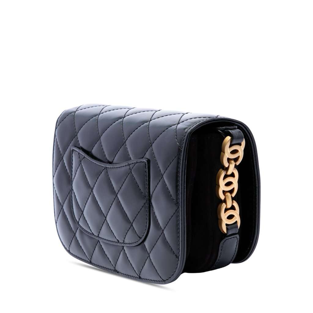 Chanel Mini Shiny Calfskin My Sweet CC Flap Black Leather Very good - Back View
