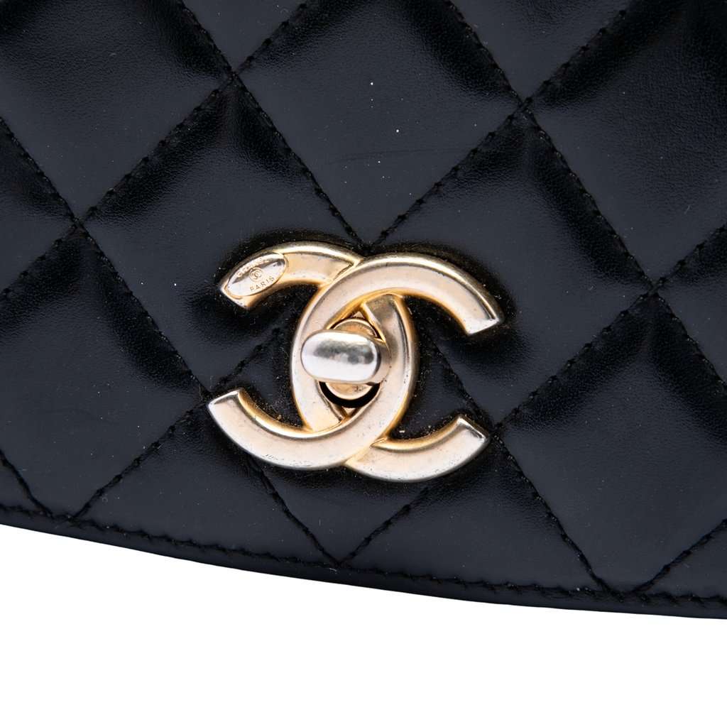 Chanel Mini Shiny Calfskin My Sweet CC Flap Black Leather Very good - Box View