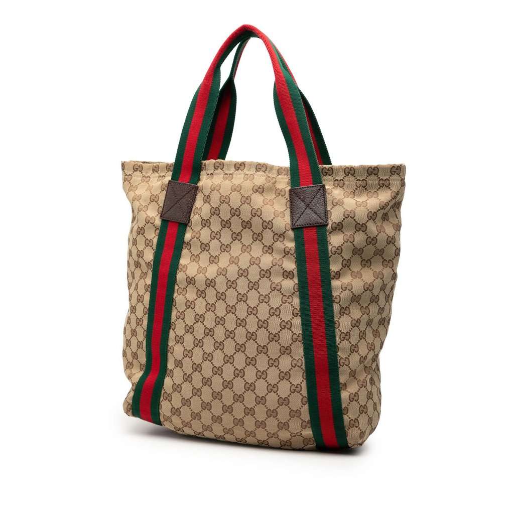 Gucci GG Canvas Web Tote Beige Very good condition - Back View