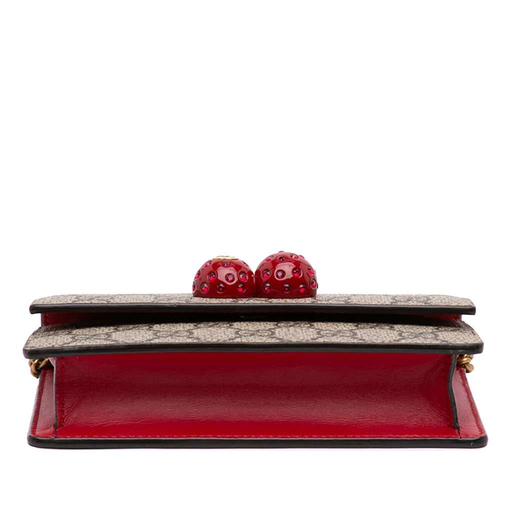 Gucci Mini GG Supreme Cherry Crossbody Beige Very good - Inside View