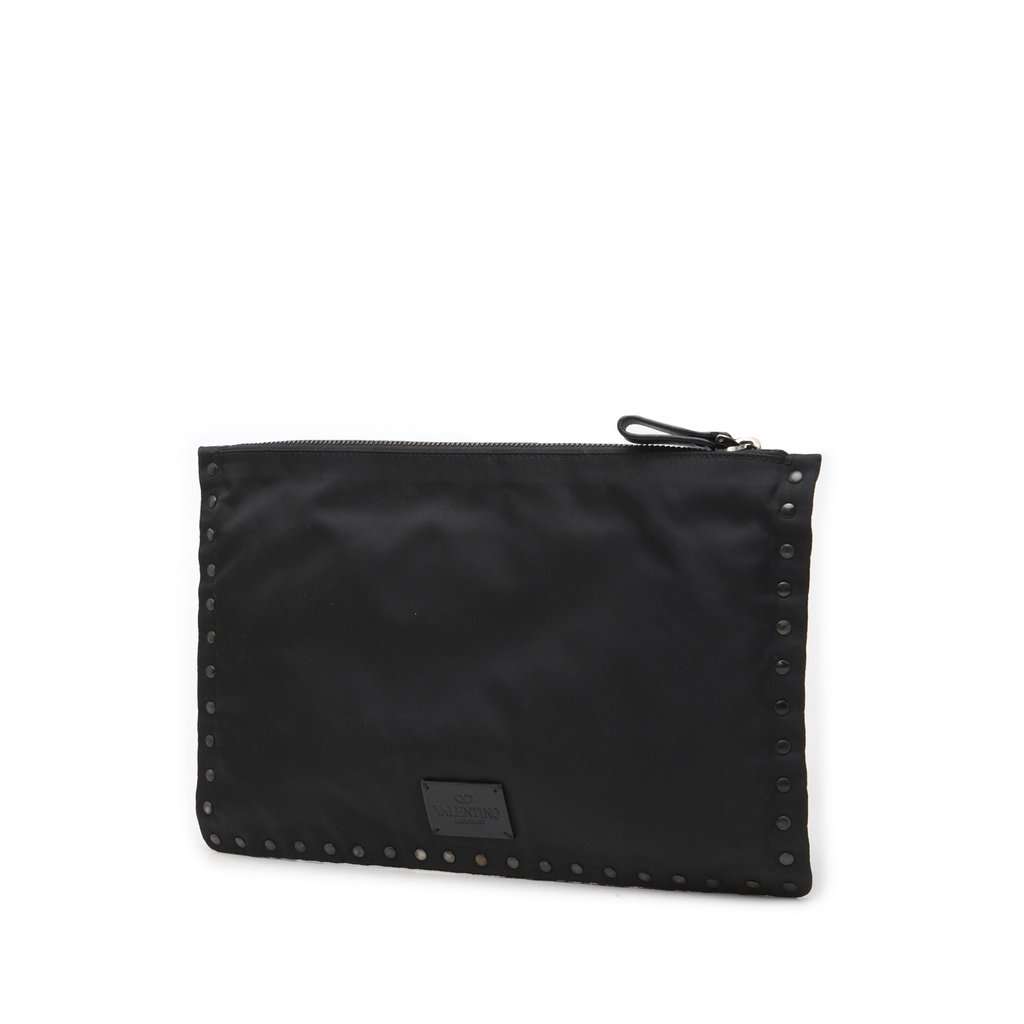Valentino Nylon Rockstud Zip Pouch Black Very good - Back View