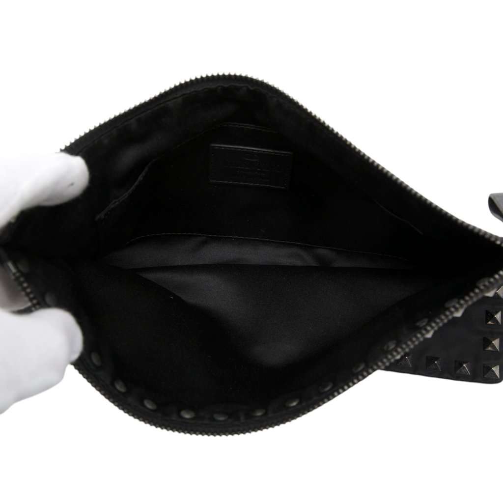 Valentino Nylon Rockstud Zip Pouch Black Very good - Model View