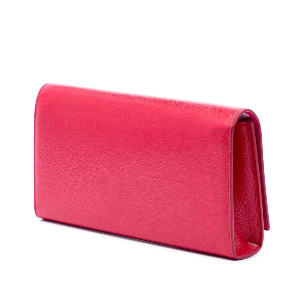 Saint Laurent Grain de Poudre Monogram Cassandre Clutch Pink Leather Very good condition - Back View