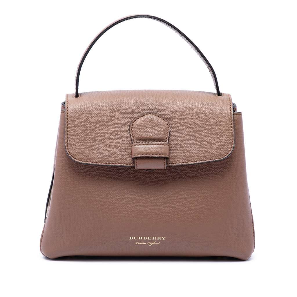 Burberry Small Calfskin and House Check Camberley Satchel Brown Leather Very good - Front View