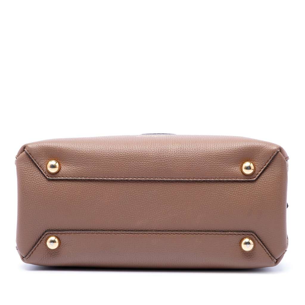 Burberry Small Calfskin and House Check Camberley Satchel Brown Leather Very good - Inside View