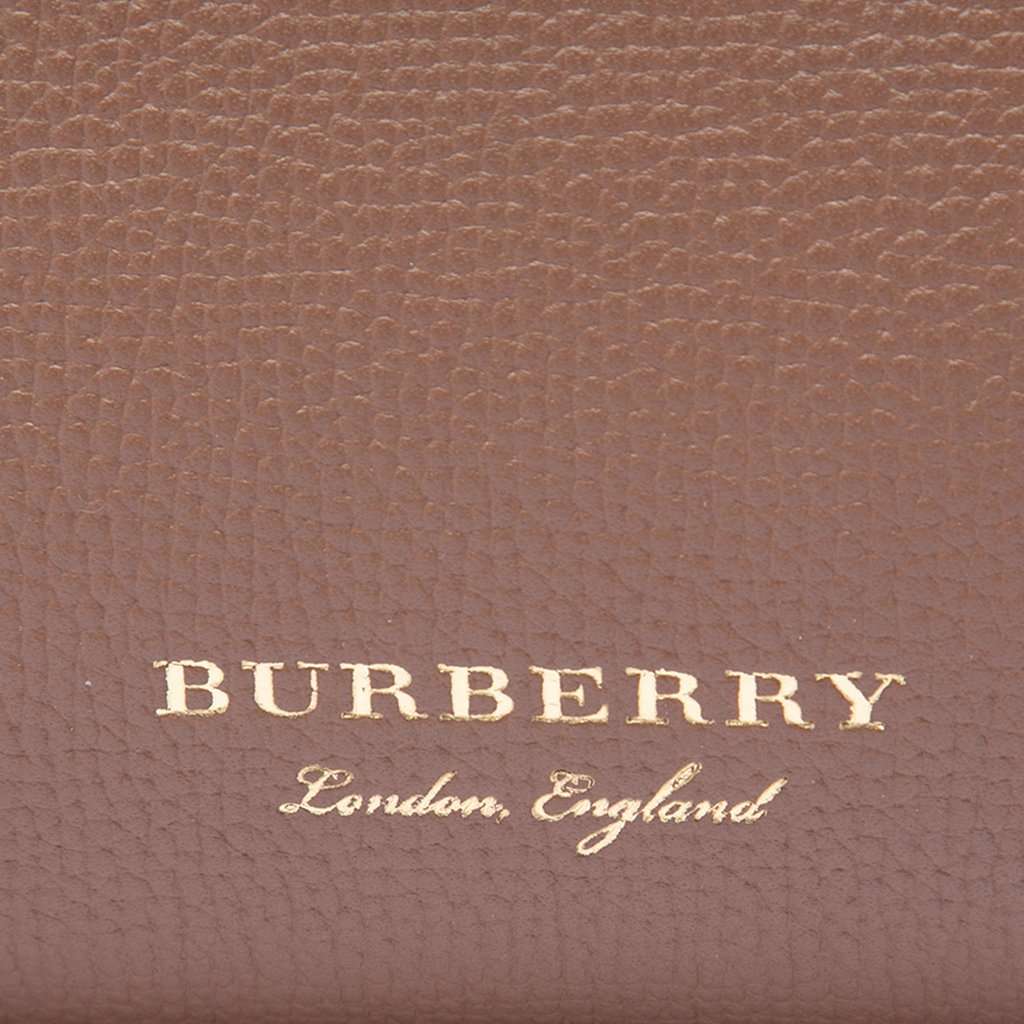 Burberry Small Calfskin and House Check Camberley Satchel Brown Leather Very good - Box View