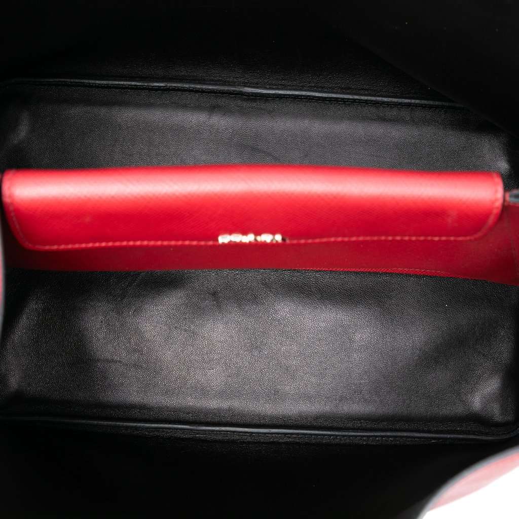Prada Medium Saffiano Cuir Double Handle Satchel Red Leather Very good condition - Model View