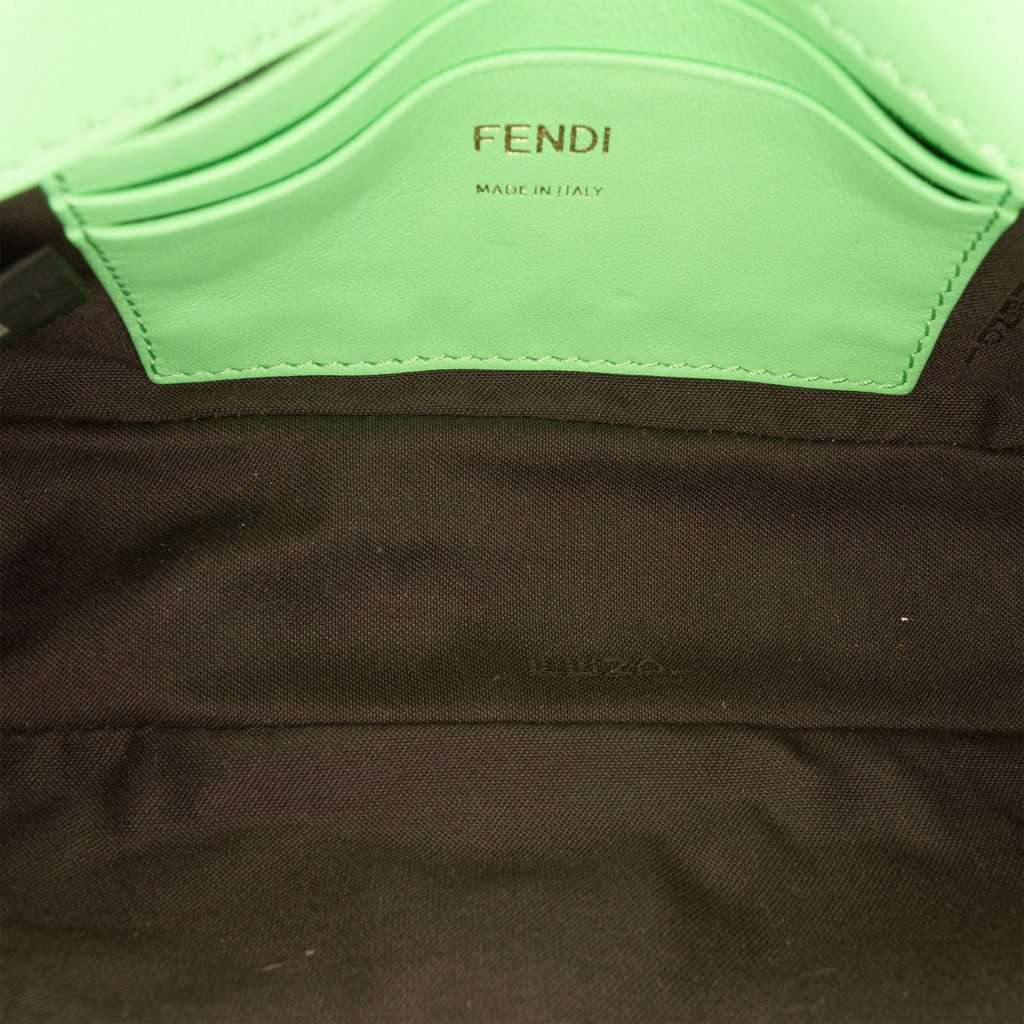 Fendi Mini Zucca Embossed Leather Baguette Satchel Green Leather Very good - Model View