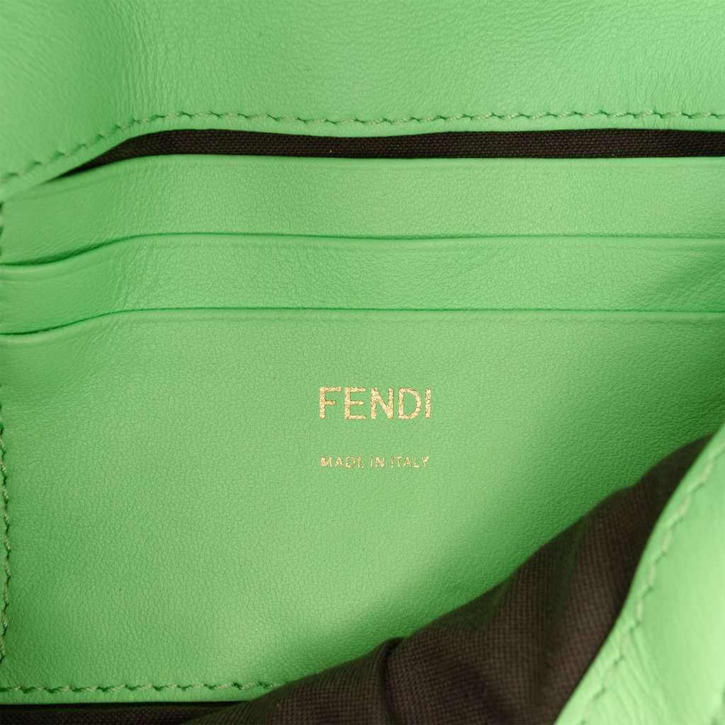 Fendi Mini Zucca Embossed Leather Baguette Satchel Green Leather Very good - Box View