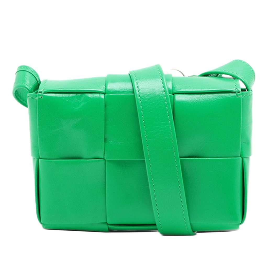Bottega Veneta Candy Nappa Intrecciato Cassette Crossbody Green Leather Very good - Front View
