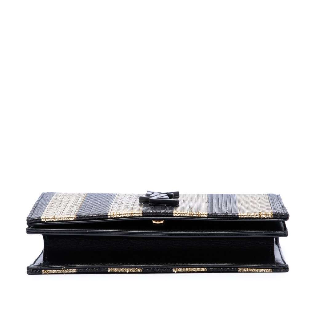 Saint Laurent Metallic Striped Fabric Monogram Kate Crossbody Gold Very good - Inside View