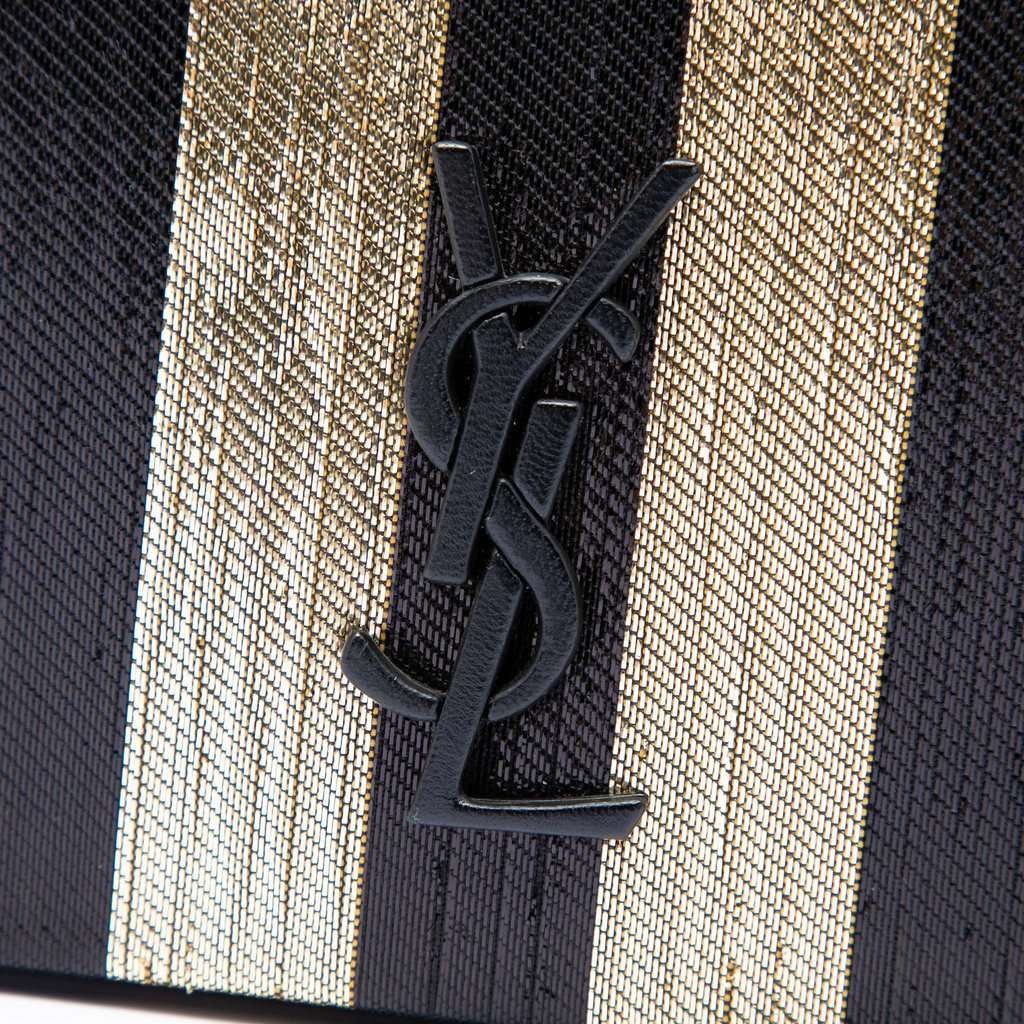 Saint Laurent Metallic Striped Fabric Monogram Kate Crossbody Gold Very good - Box View