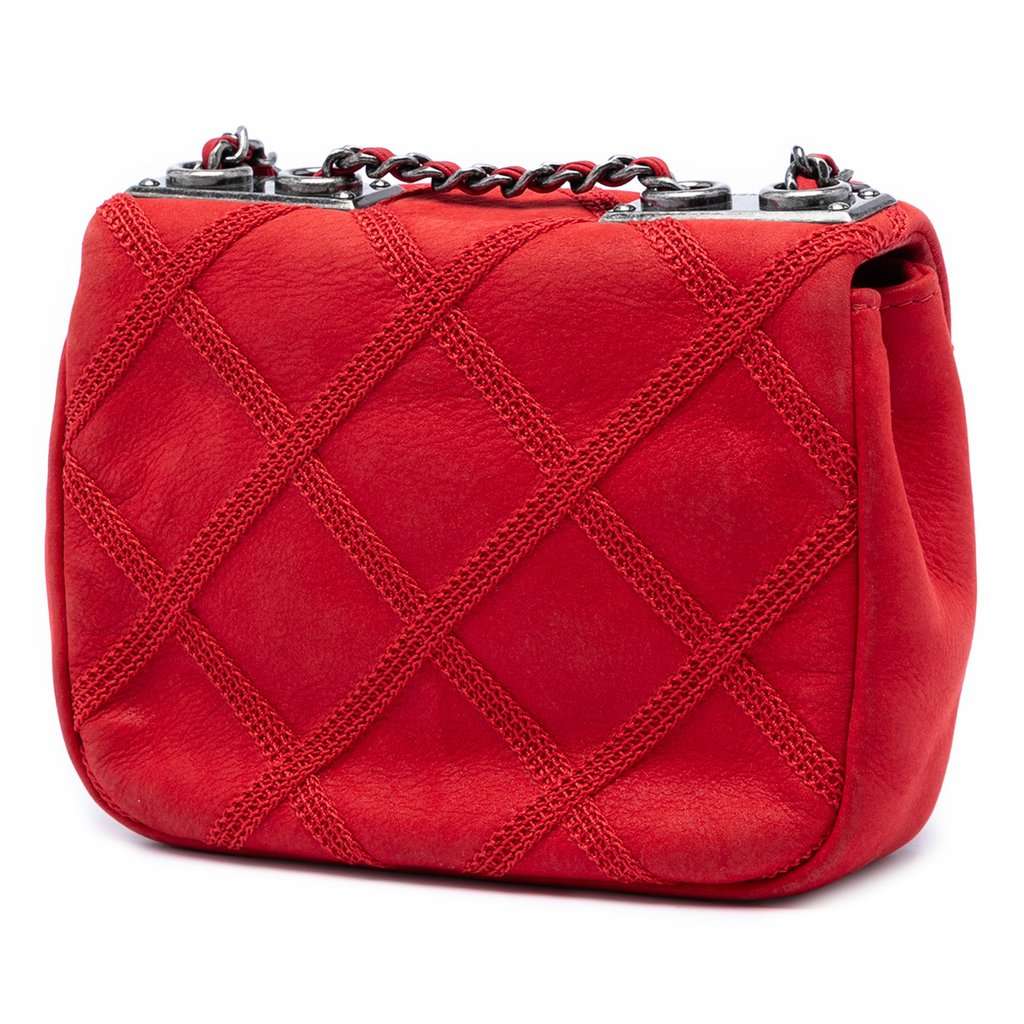 Chanel Mini CC Iridescent Calfskin Diamond Stitch Flap Red Leather Very good - Back View