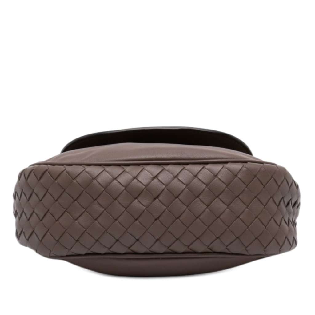 Bottega Veneta Small Intrecciato Trimmed Nappa Nodini Flap Brown Leather Very good - Inside View
