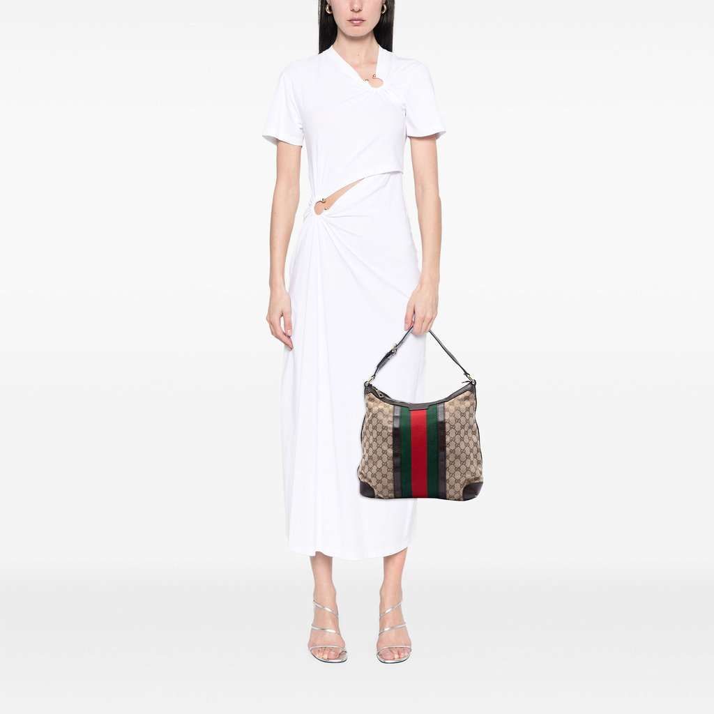 Gucci GG Canvas Web Shoulder Bag Beige Very good condition - Box View