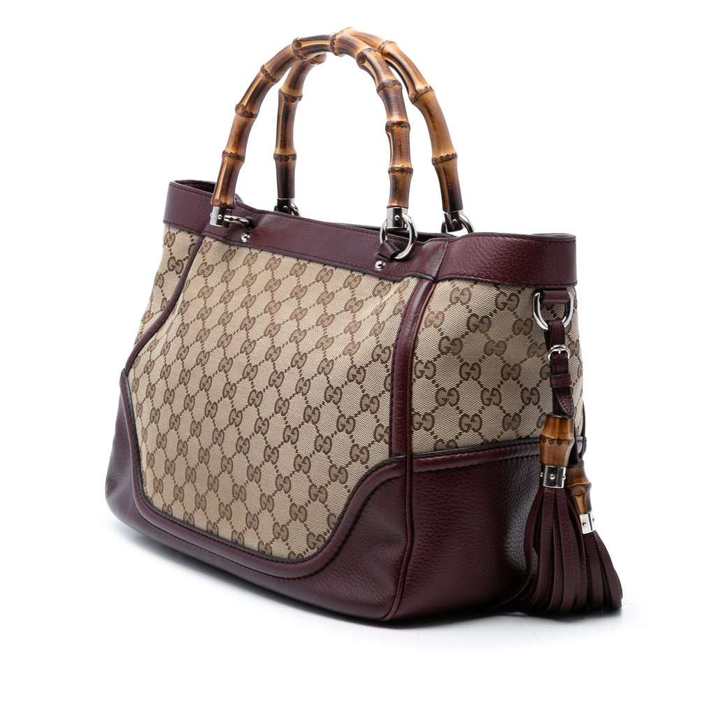 Gucci Medium GG Canvas New Bamboo Tassel Tote Beige Very good condition - Back View