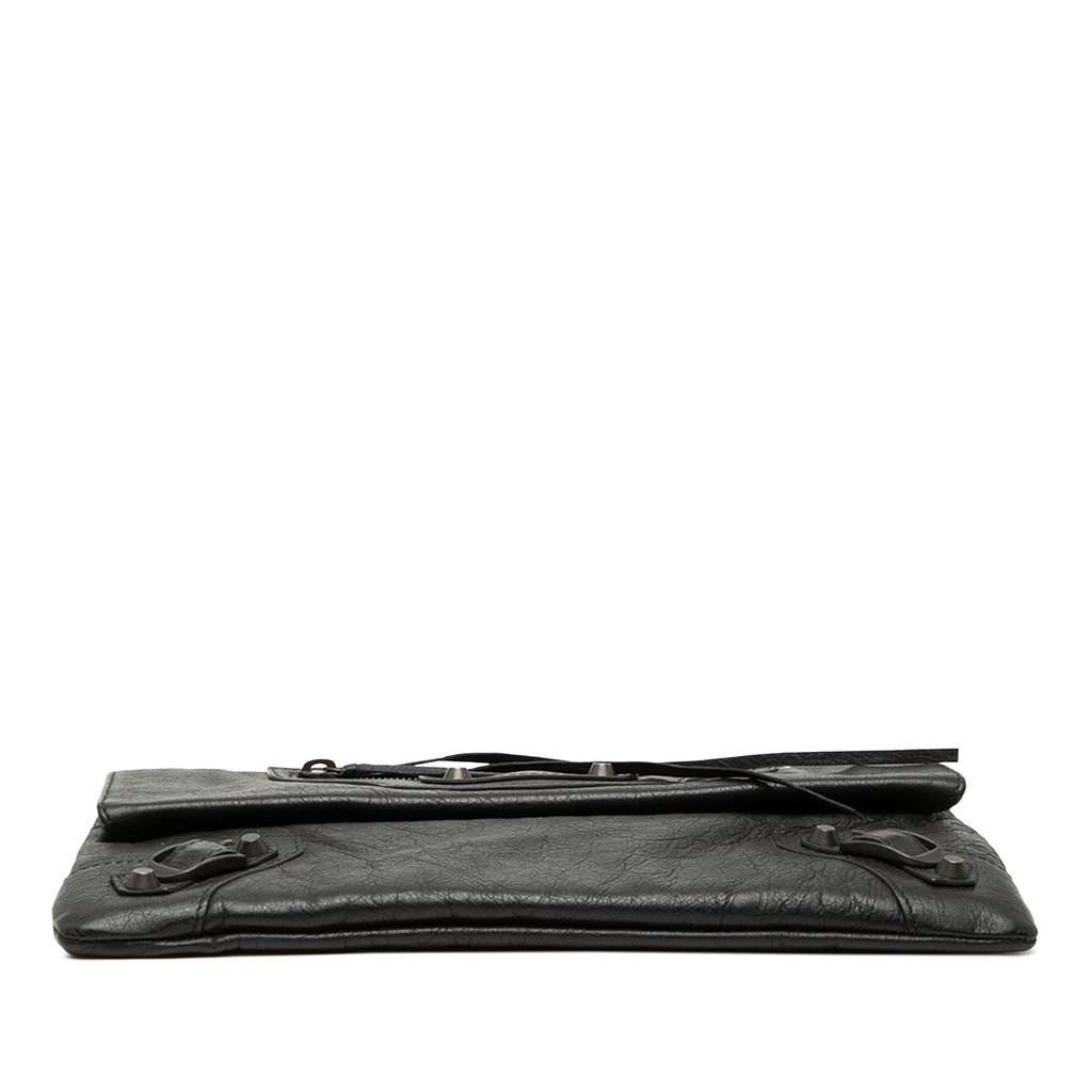 Balenciaga Lambskin Motocross Classic Envelope Clutch Black Leather Very good condition - Inside View