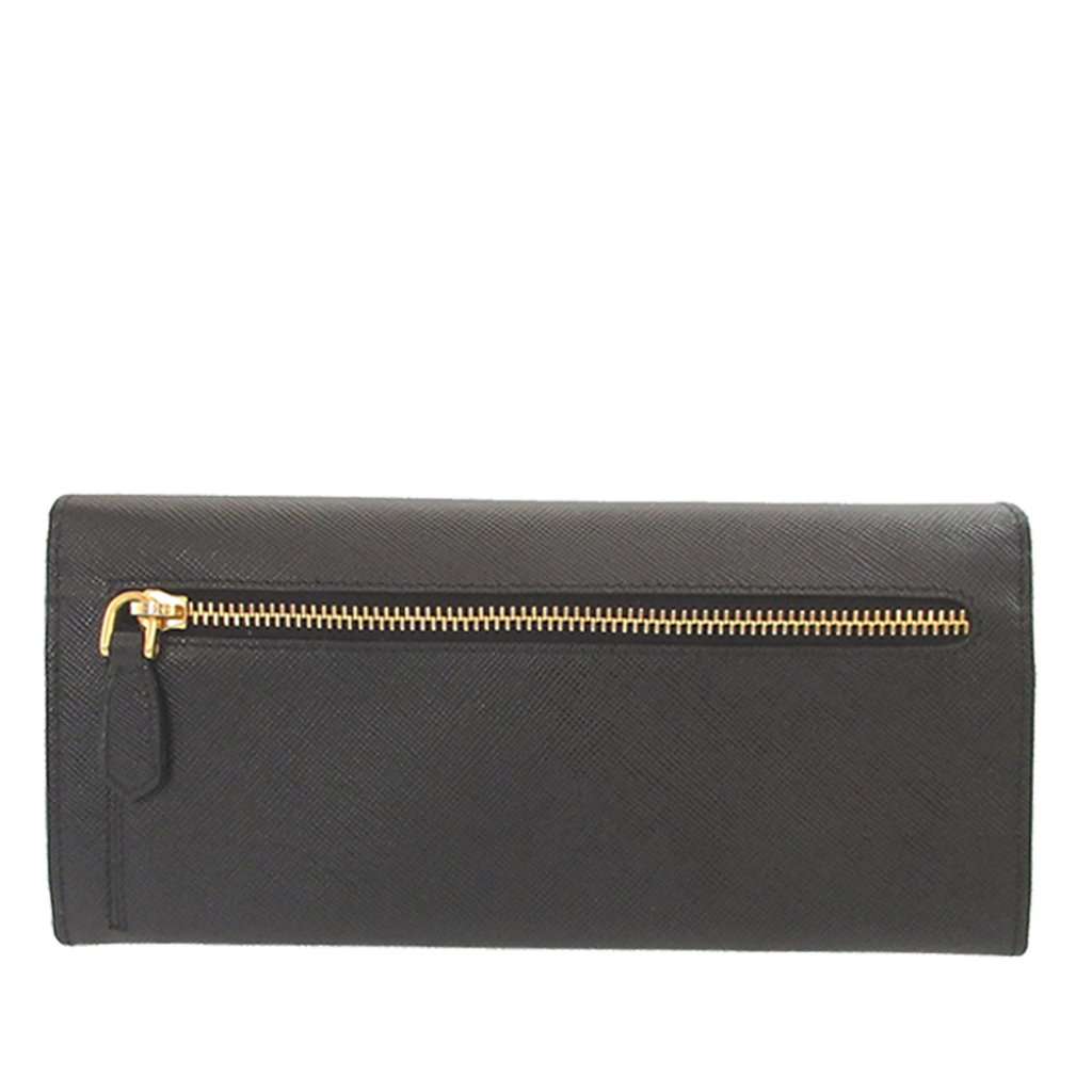 Prada : Saffiano Bifold Long Wallet Black Leather Very good - Back View