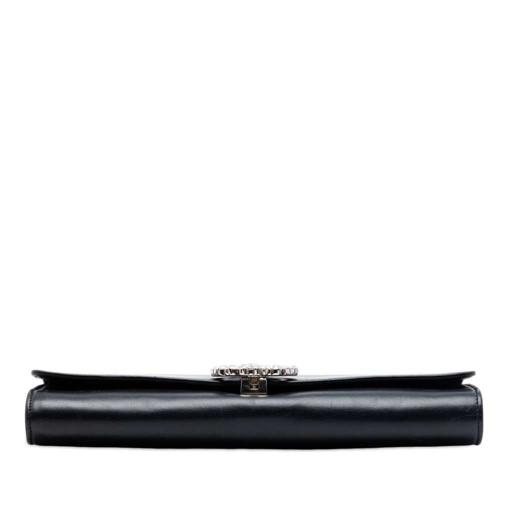 Gucci Calfskin Crystals Broadway Clutch Black Leather Very good condition - Inside View
