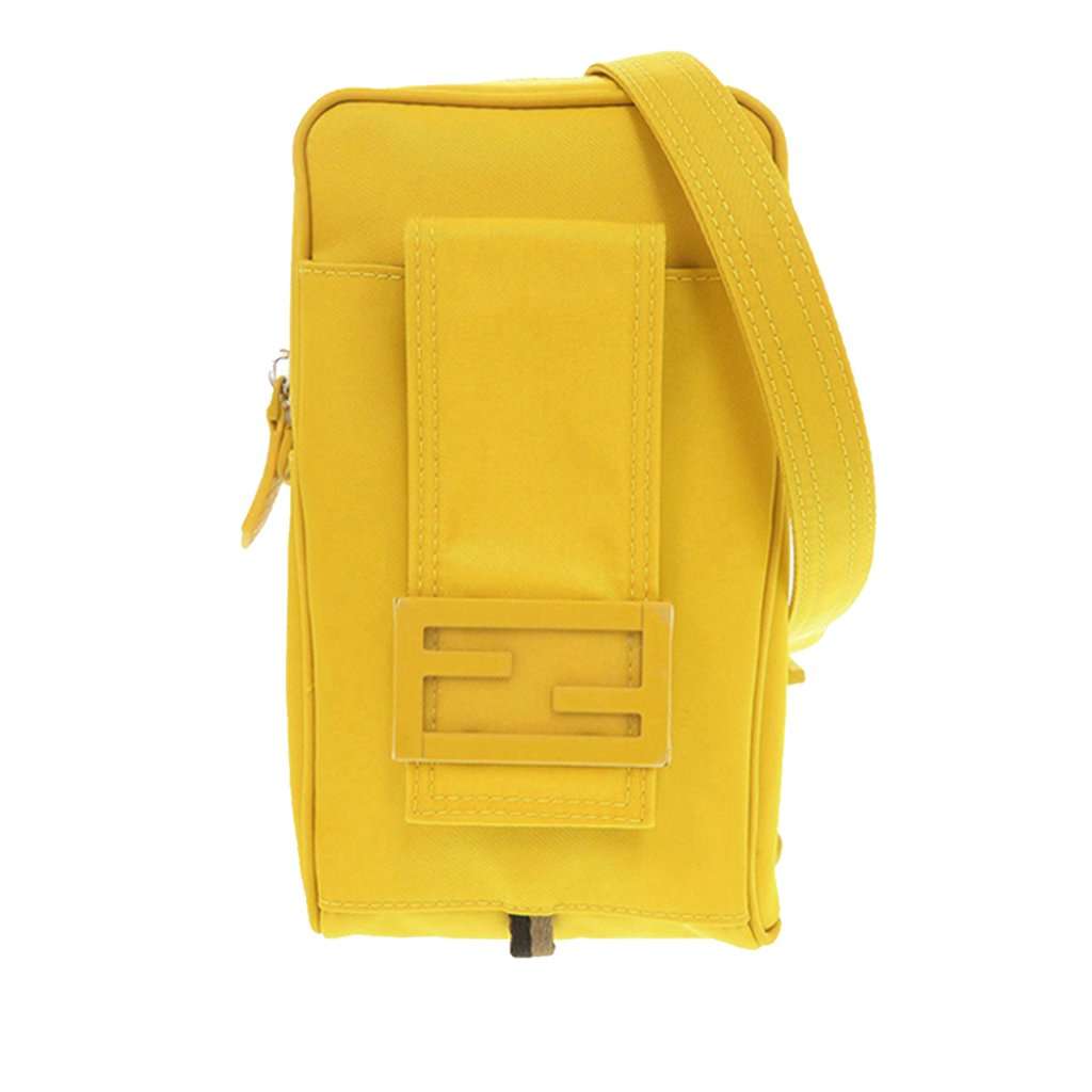 Fendi Nylon Baguette Phone Crossbody Yellow Very good - Front View
