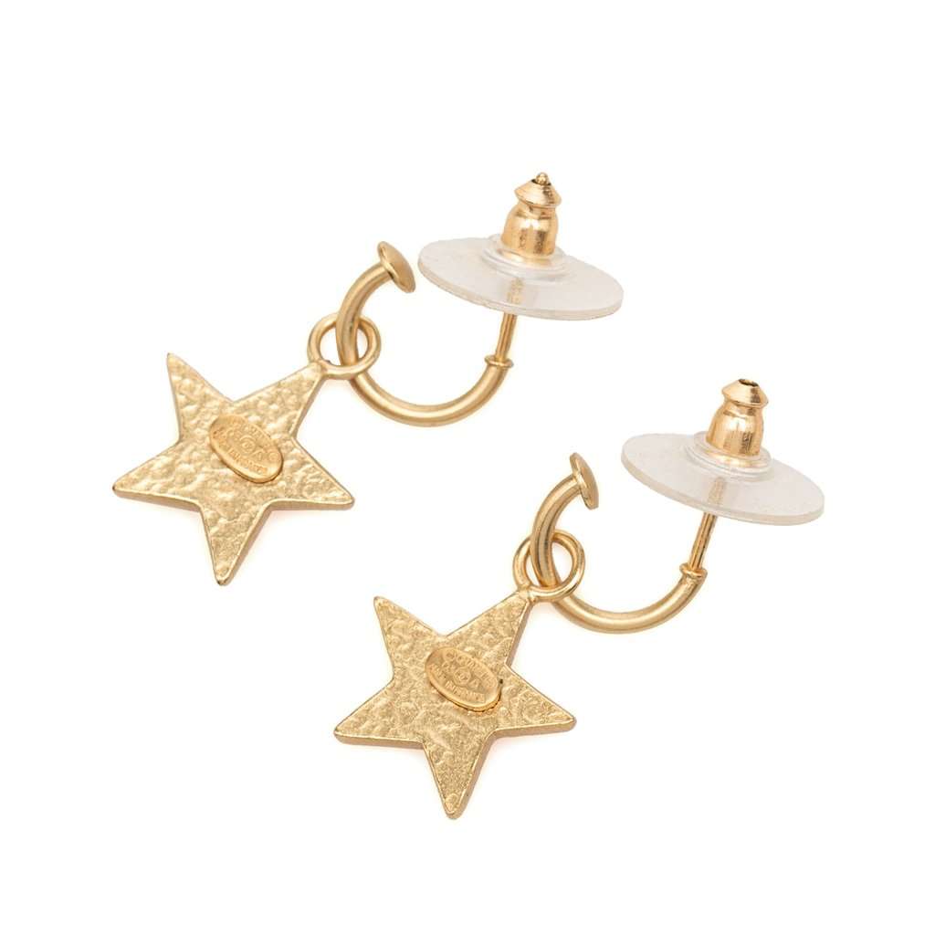 Chanel CC Gold Plated Enamel Star Push Back Earrings Gold Metal Very good - Back View