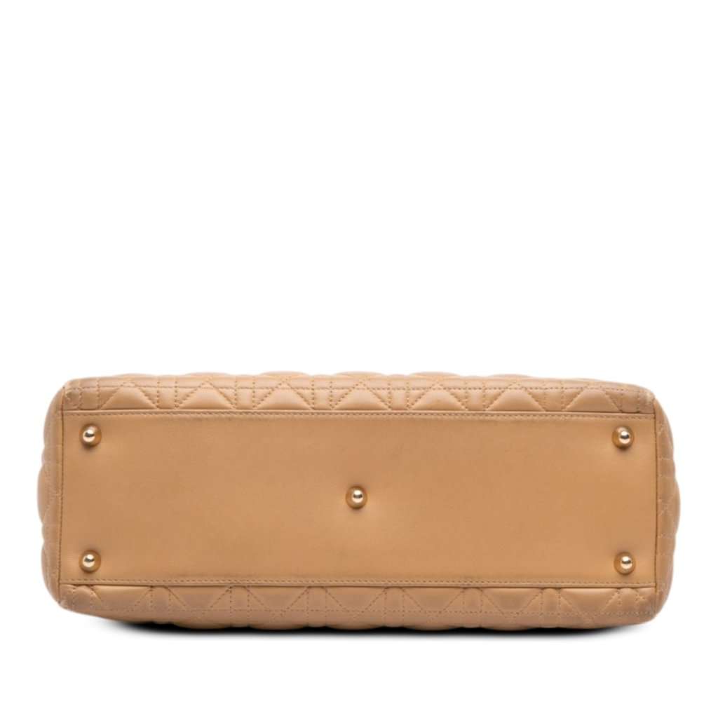 Dior Large Lambskin Cannage Lady Dior Beige Leather Good - Inside View