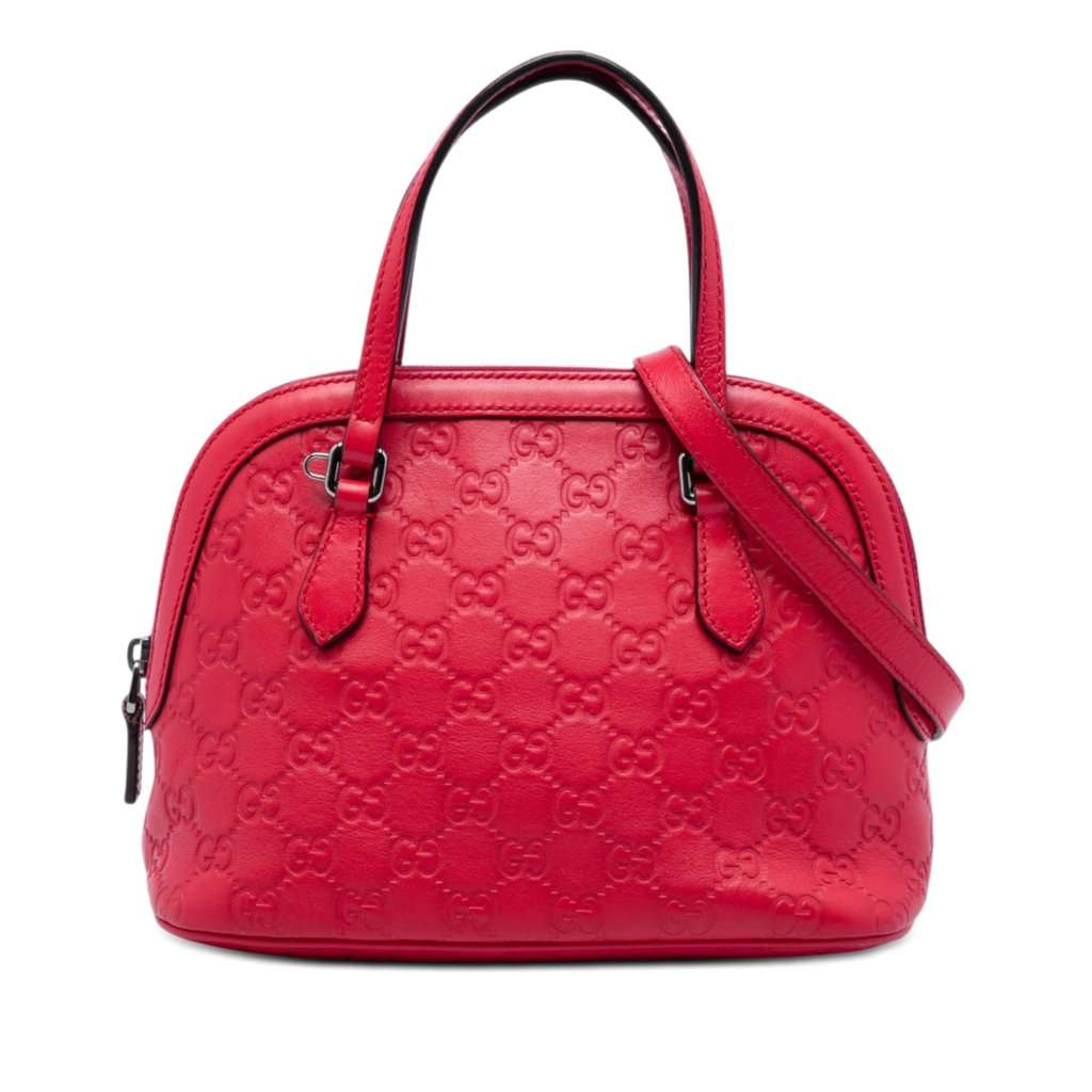 Gucci Medium Guccissima Dome Satchel Red Leather Very good - Front View