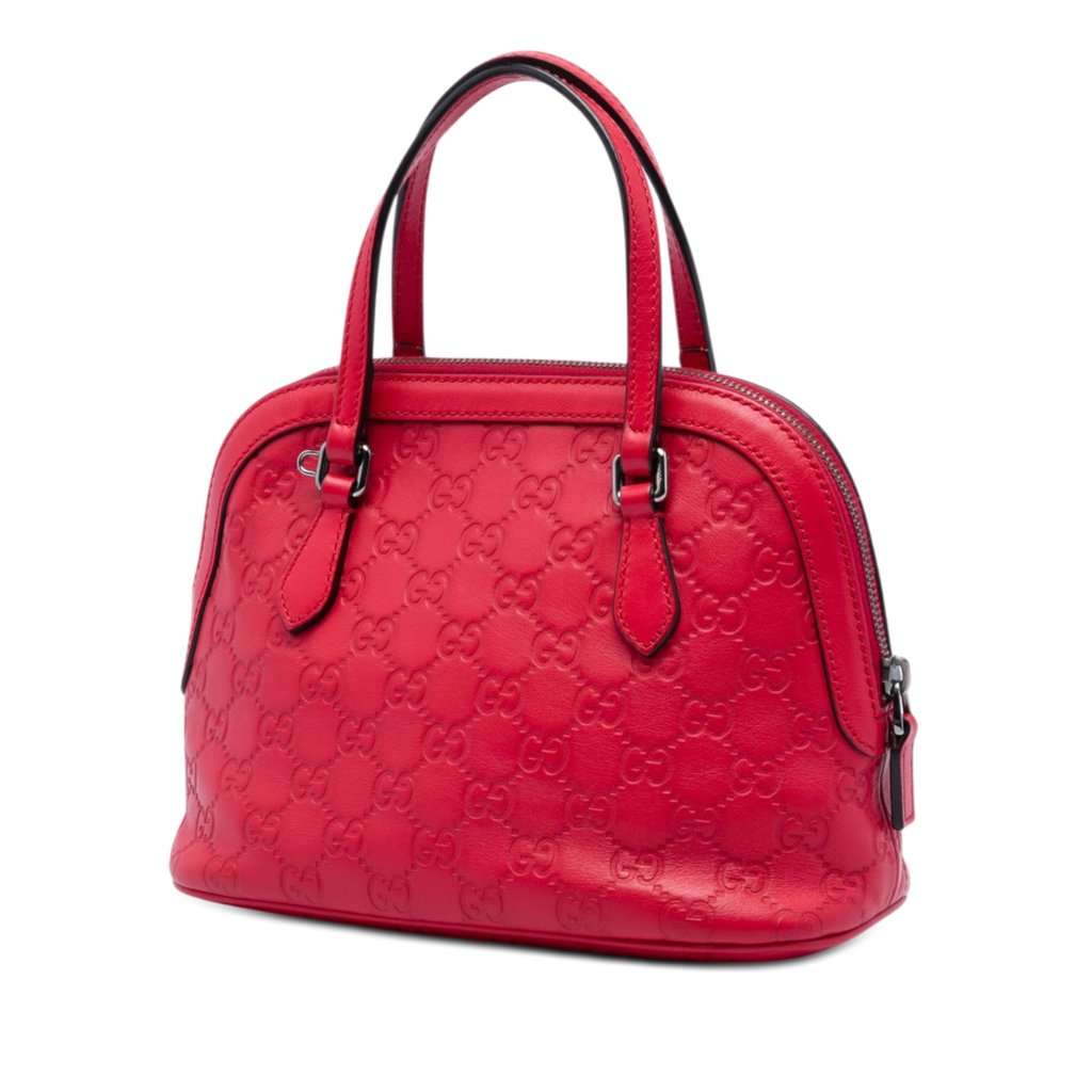 Gucci Medium Guccissima Dome Satchel Red Leather Very good - Back View